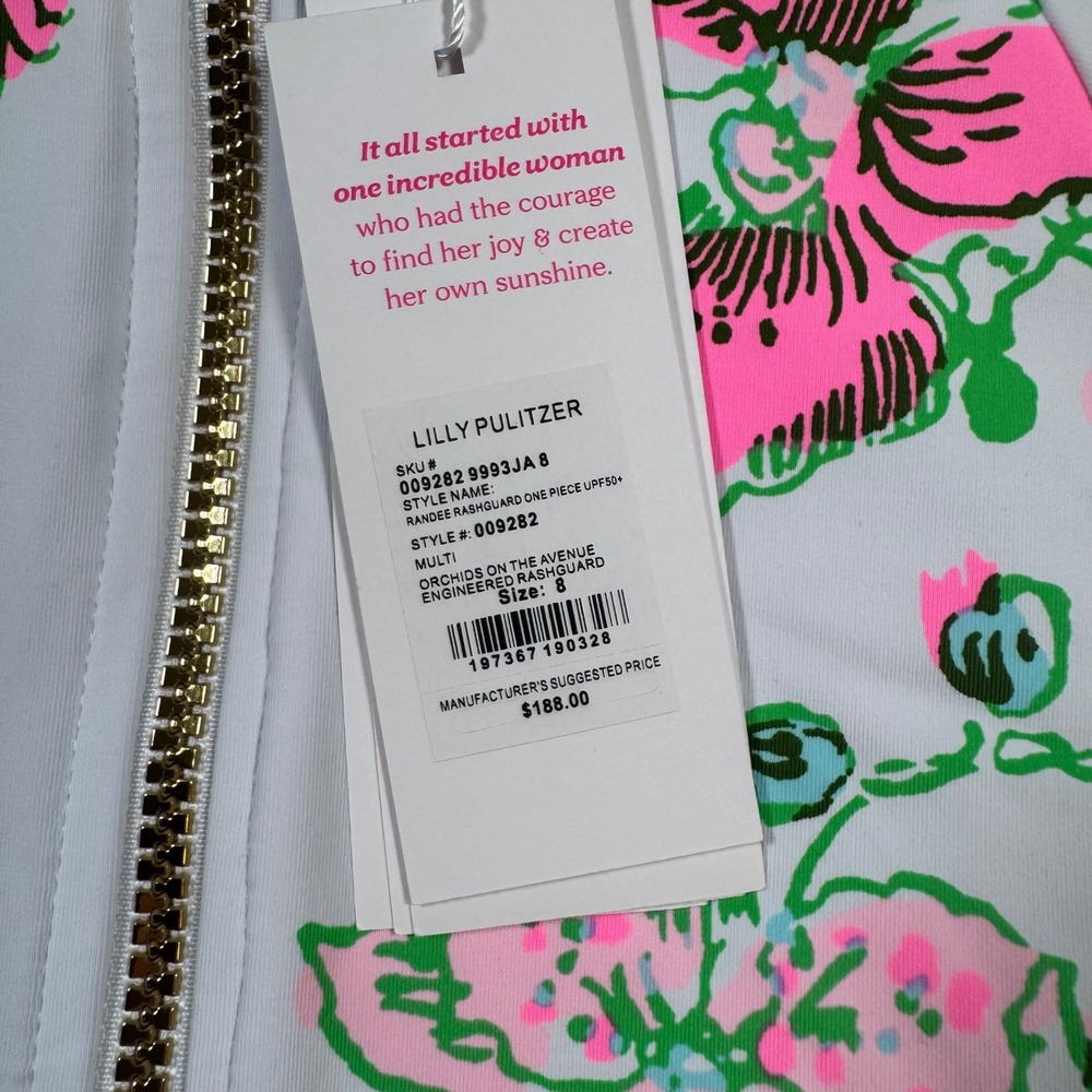 Lilly Pulitzer Rashguard One Piece Womens 8 Randee Orchids On The Avenue UPF - Picture 4 of 9